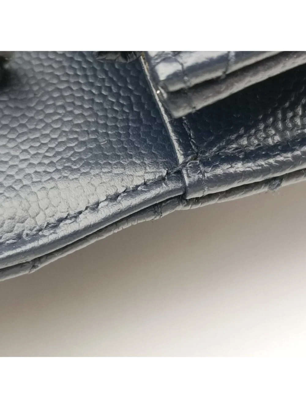 Saint Laurent Monogram Navy Caviar Leather Shoulder Bag